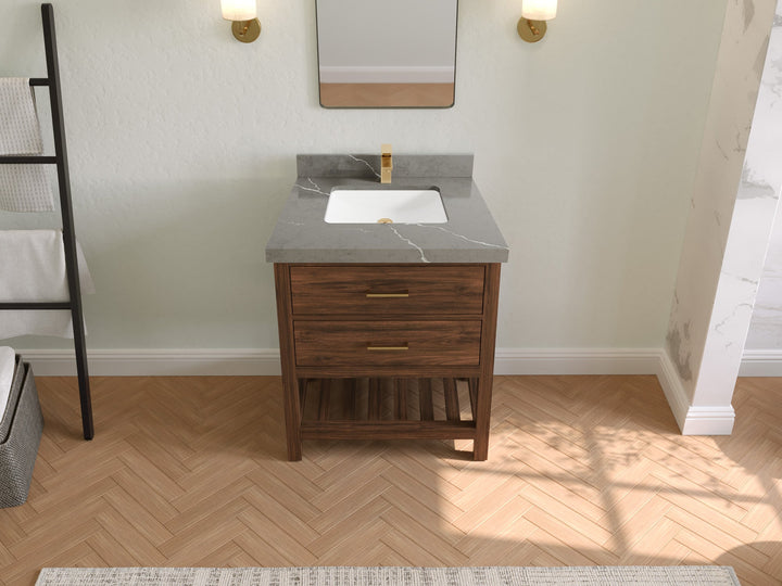 Parker Teak Wood 30 in. W x 22 in. D Single Sink Bathroom Vanity - photo 27