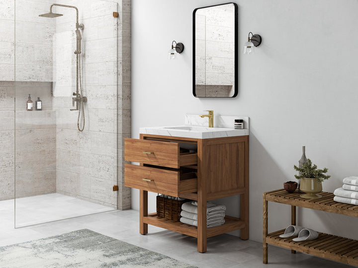 Parker Teak Wood 30 in. W x 22 in. D Single Sink Bathroom Vanity - photo 2
