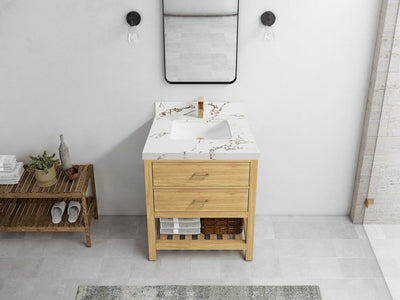 Parker Teak Wood 30 in. W x 22 in. D Single Sink Bathroom Vanity - Willow Bath and Vanity