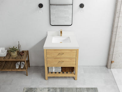 Parker Teak Wood 30 in. W x 22 in. D Single Sink Bathroom Vanity - Willow Bath and Vanity