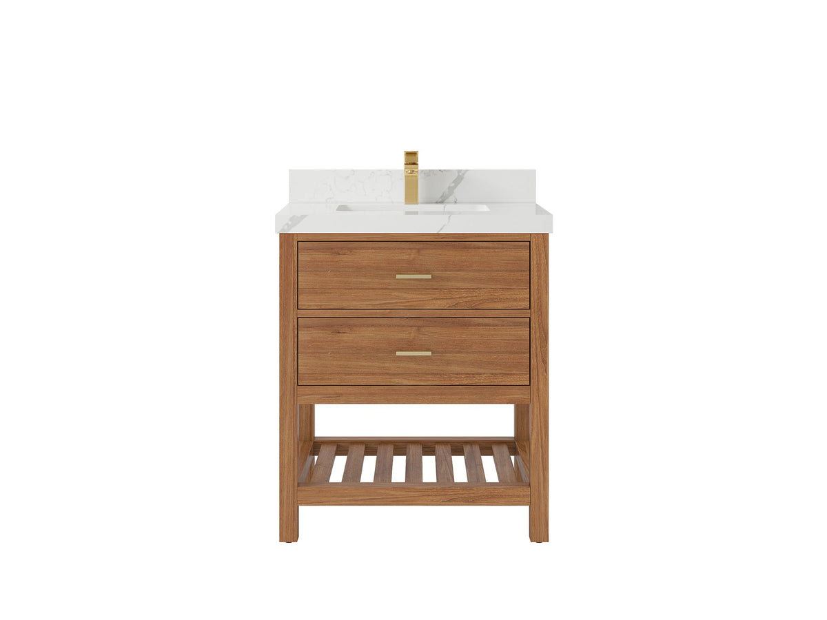 Parker Teak Wood 30 in. W x 22 in. D Single Sink Bathroom Vanity - Willow Bath and Vanity