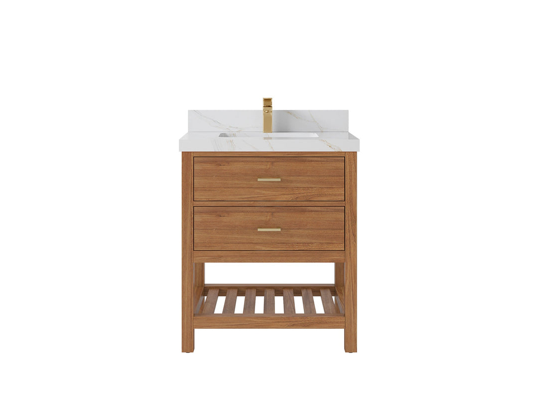 Parker Teak Wood 30 in. W x 22 in. D Single Sink Bathroom Vanity - Willow Bath and Vanity