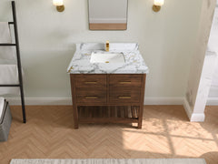 Parker Teak Wood 36 in. W x 22 in. D Center Sink Bathroom Vanity - photo 15