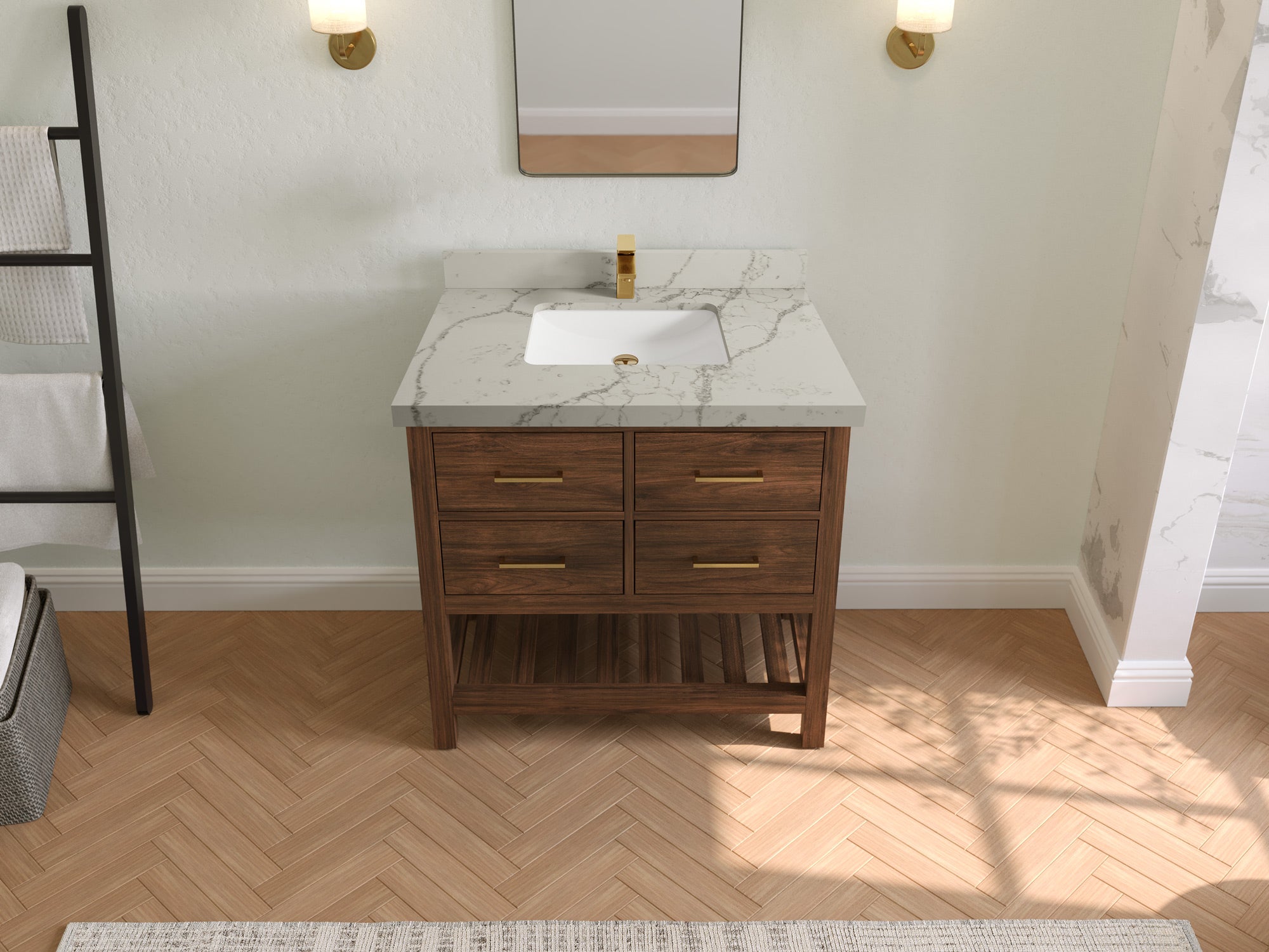 Parker Teak Wood 36 in. W x 22 in. D Center Sink Bathroom Vanity - Willow Bath and Vanity