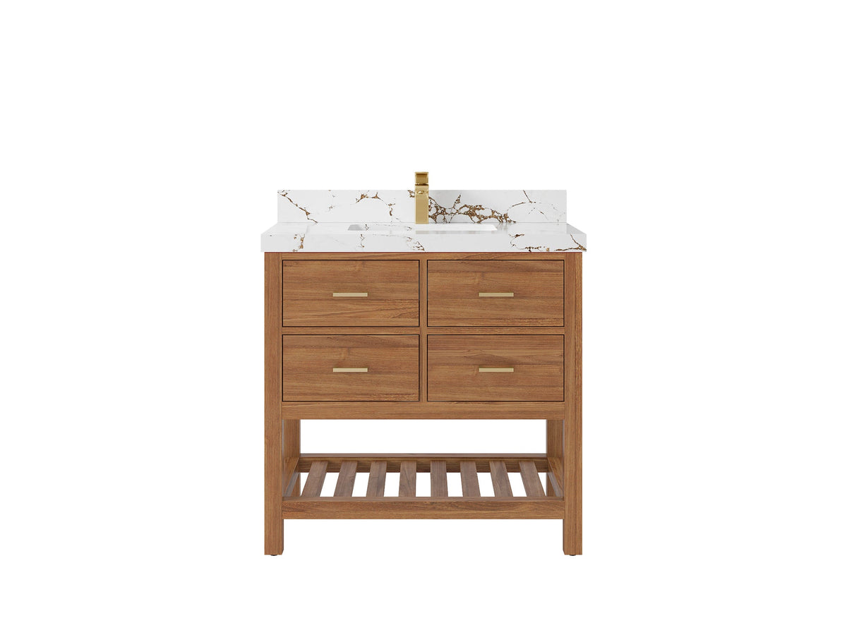 Parker Teak Wood 36 in. W x 22 in. D Center Sink Bathroom Vanity - Willow Bath and Vanity