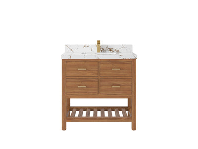 Parker Teak Wood 36 in. W x 22 in. D Center Sink Bathroom Vanity - Willow Bath and Vanity