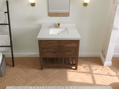 Parker Teak Wood 36 in. W x 22 in. D Center Sink Bathroom Vanity - Willow Bath and Vanity