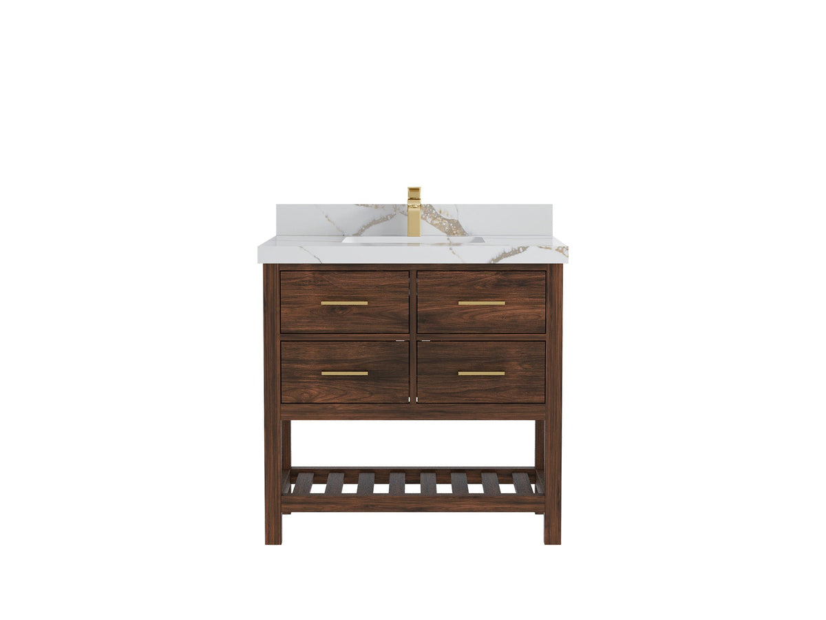 Parker Teak Wood 36 in. W x 22 in. D Center Sink Bathroom Vanity - Willow Bath and Vanity