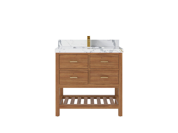 Parker Teak Wood 36 in. W x 22 in. D Center Sink Bathroom Vanity - photo 16