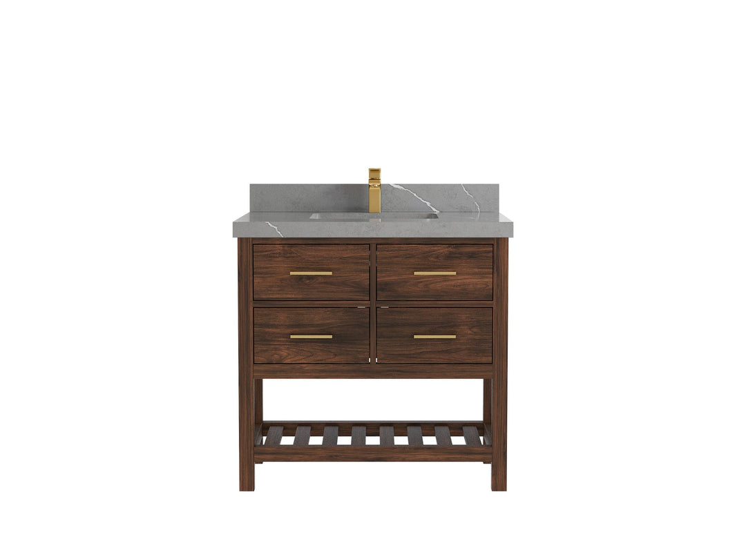 Parker Teak Wood 36 in. W x 22 in. D Center Sink Bathroom Vanity - Willow Bath and Vanity