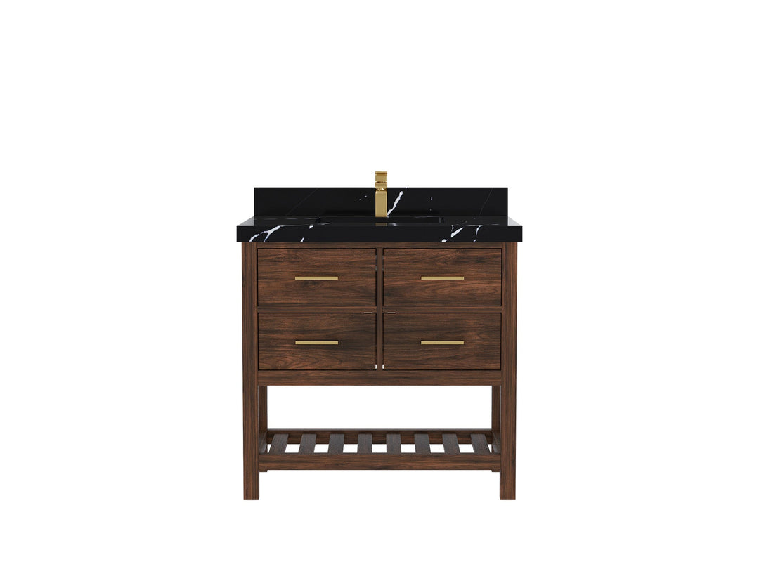 Parker Teak Wood 36 in. W x 22 in. D Center Sink Bathroom Vanity - Willow Bath and Vanity