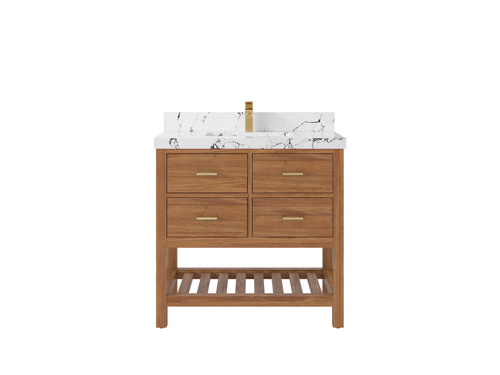 Parker Teak Wood 36 in. W x 22 in. D Center Sink Bathroom Vanity - photo 34