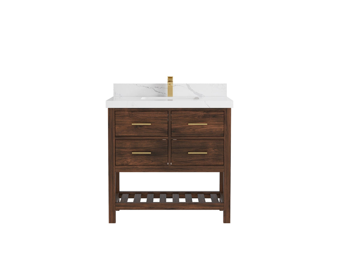 Parker Teak Wood 36 in. W x 22 in. D Center Sink Bathroom Vanity - Willow Bath and Vanity