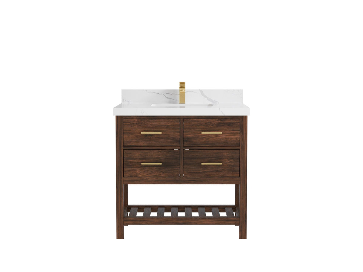 Parker Teak Wood 36 in. W x 22 in. D Center Sink Bathroom Vanity - Willow Bath and Vanity