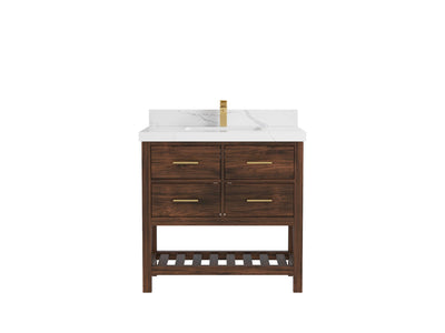Parker Teak Wood 36 in. W x 22 in. D Center Sink Bathroom Vanity - Willow Bath and Vanity