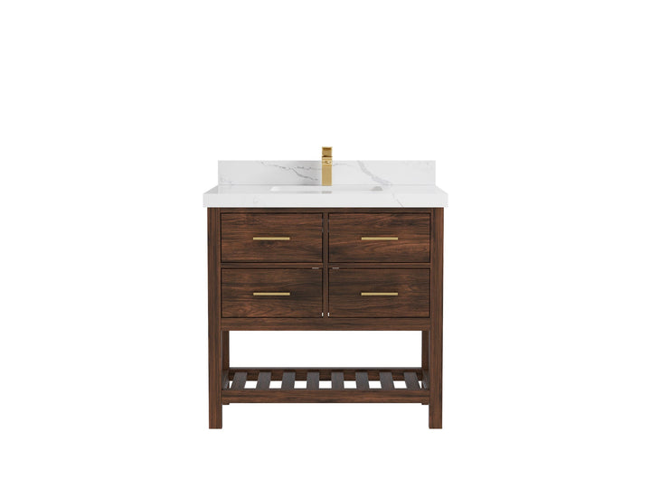 Parker Teak Wood 36 in. W x 22 in. D Center Sink Bathroom Vanity - photo 12