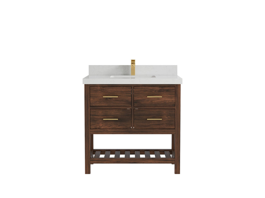 Parker Teak Wood 36 in. W x 22 in. D Center Sink Bathroom Vanity - Willow Bath and Vanity