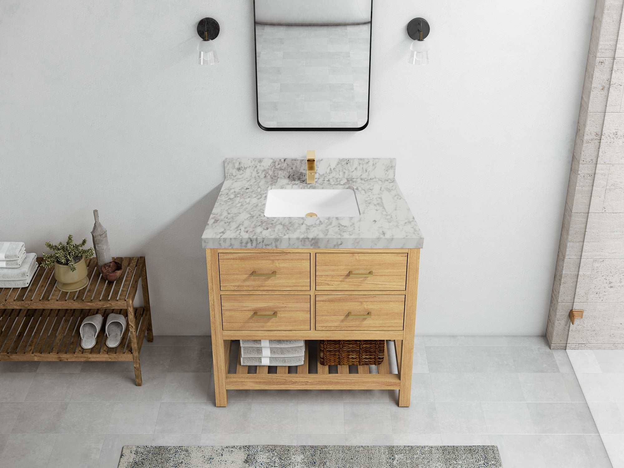 Parker Teak Wood 36 in. W x 22 in. D Center Sink Bathroom Vanity - Willow Bath and Vanity