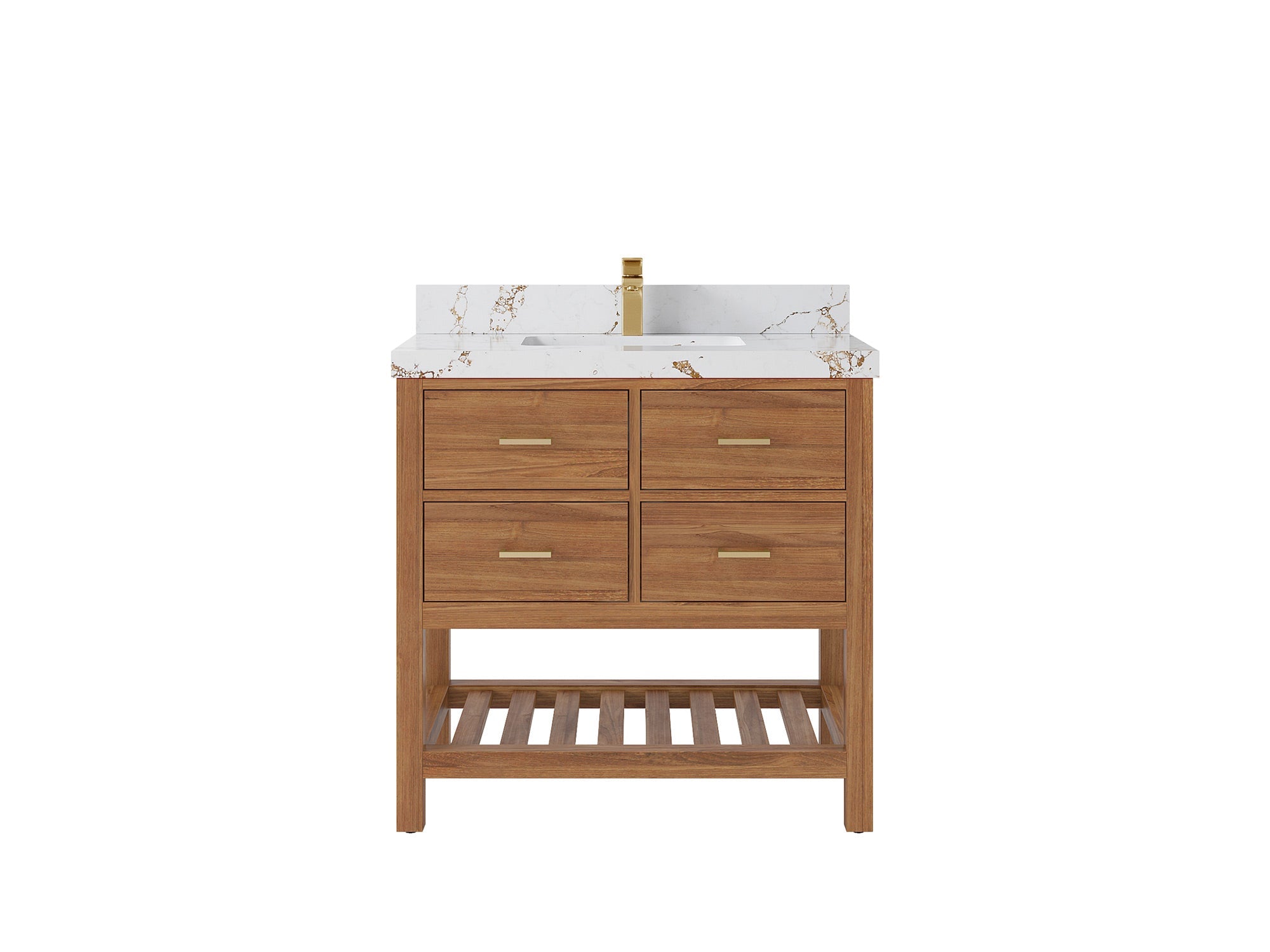 Parker Teak Wood 36 in. W x 22 in. D Center Sink Bathroom Vanity - Willow Bath and Vanity
