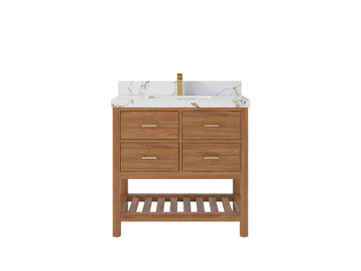 Parker Teak Wood 36 in. W x 22 in. D Center Sink Bathroom Vanity - Willow Bath and Vanity