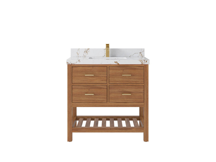 Parker Teak Wood 36 in. W x 22 in. D Center Sink Bathroom Vanity - photo 32