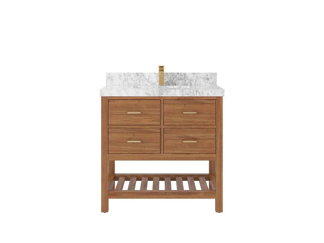 Parker Teak Wood 36 in. W x 22 in. D Center Sink Bathroom Vanity - Willow Bath and Vanity