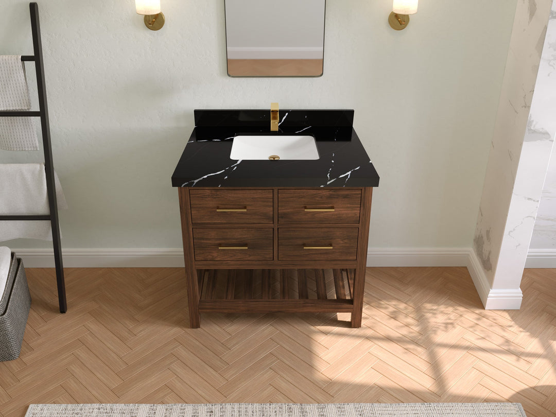 Parker Teak Wood 36 in. W x 22 in. D Center Sink Bathroom Vanity - Willow Bath and Vanity