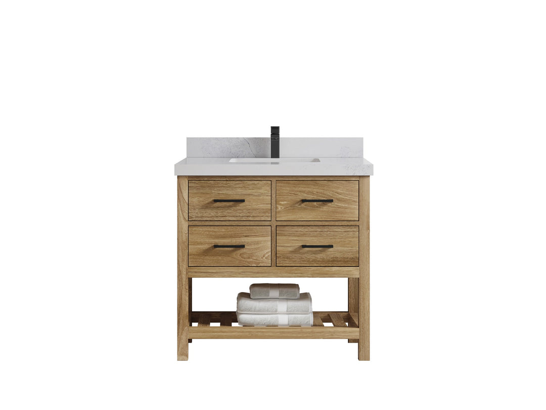 Parker Teak Wood 36 in. W x 22 in. D Center Sink Bathroom Vanity - Willow Bath and Vanity