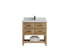 Parker Teak Wood 36 in. W x 22 in. D Center Sink Bathroom Vanity - photo 1