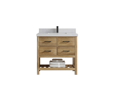Parker Teak Wood 36 in. W x 22 in. D Center Sink Bathroom Vanity - Willow Bath and Vanity