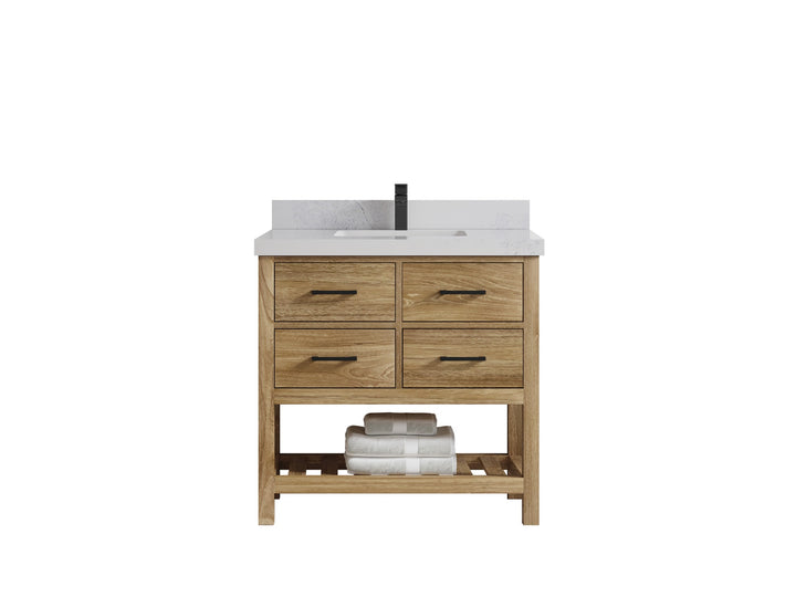 Parker Teak Wood 36 in. W x 22 in. D Center Sink Bathroom Vanity - photo 1
