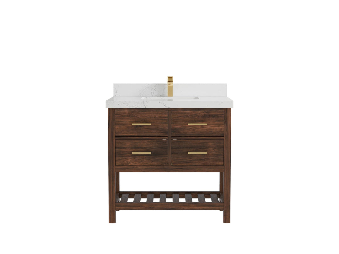 Parker Teak Wood 36 in. W x 22 in. D Center Sink Bathroom Vanity - Willow Bath and Vanity