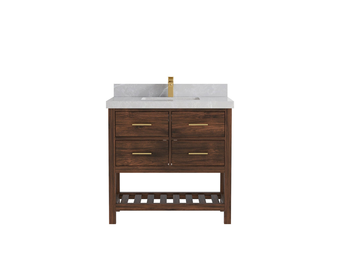Parker Teak Wood 36 in. W x 22 in. D Center Sink Bathroom Vanity - Willow Bath and Vanity