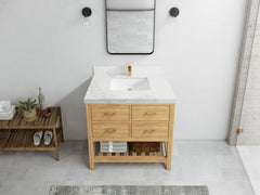 Parker Teak Wood 36 in. W x 22 in. D Center Sink Bathroom Vanity - photo 13