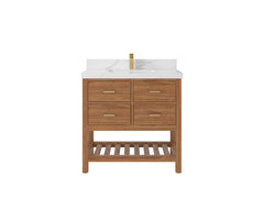 Parker Teak Wood 36 in. W x 22 in. D Center Sink Bathroom Vanity - photo 12