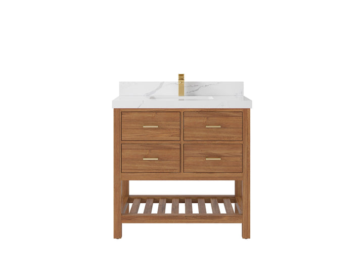 Parker Teak Wood 36 in. W x 22 in. D Center Sink Bathroom Vanity - photo 12