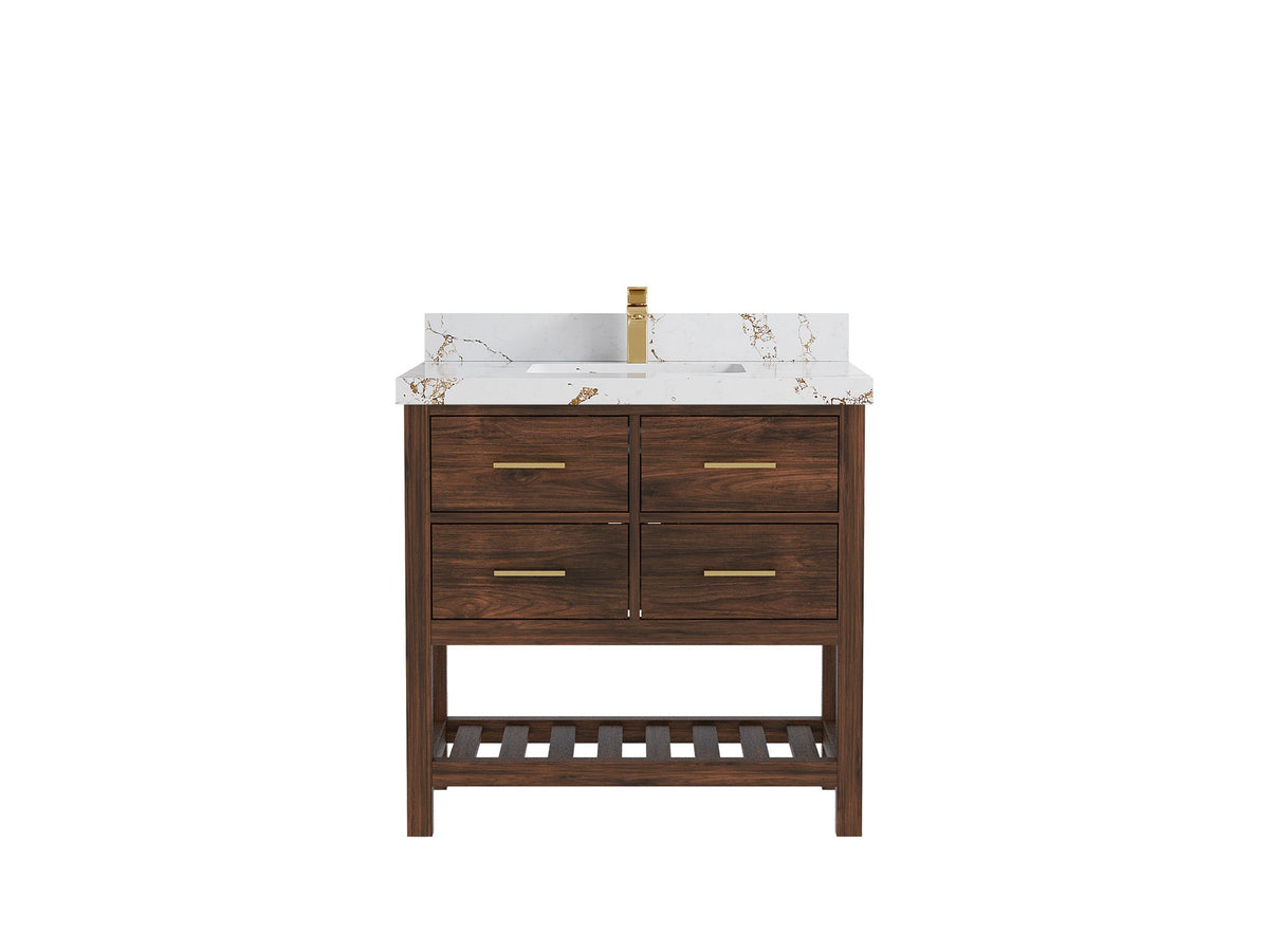 Parker Teak Wood 36 in. W x 22 in. D Center Sink Bathroom Vanity - Willow Bath and Vanity
