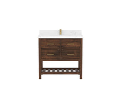 Parker Teak Wood 36 in. W x 22 in. D Center Sink Bathroom Vanity - photo 1