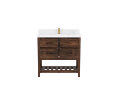 Parker Teak Wood 36 in. W x 22 in. D Center Sink Bathroom Vanity - Willow Bath and Vanity