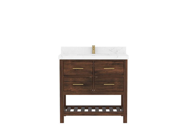 Parker Teak Wood 36 in. W x 22 in. D Center Sink Bathroom Vanity - photo 1