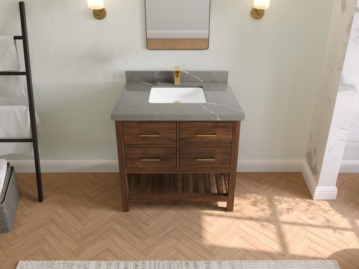 Parker Teak Wood 36 in. W x 22 in. D Center Sink Bathroom Vanity - Willow Bath and Vanity