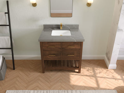 Parker Teak Wood 36 in. W x 22 in. D Center Sink Bathroom Vanity - Willow Bath and Vanity
