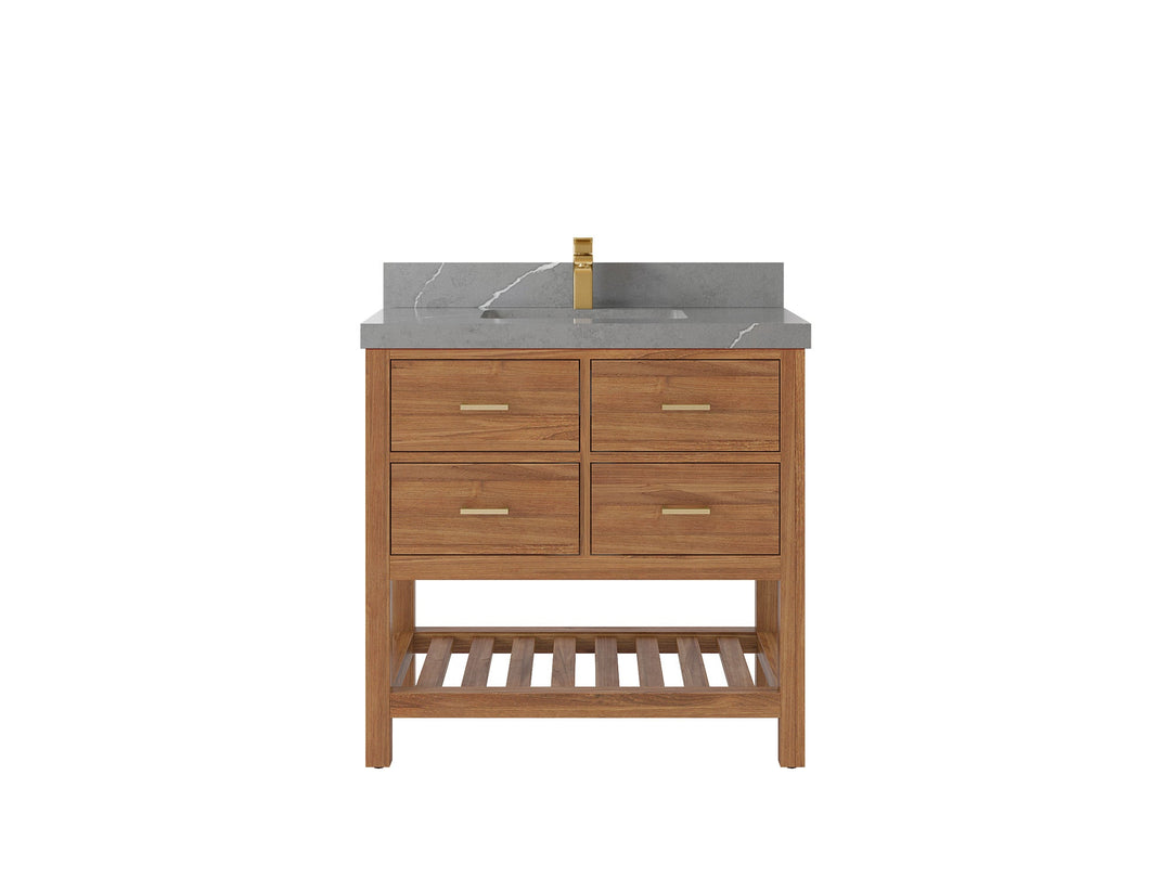 Parker Teak Wood 36 in. W x 22 in. D Center Sink Bathroom Vanity - Willow Bath and Vanity