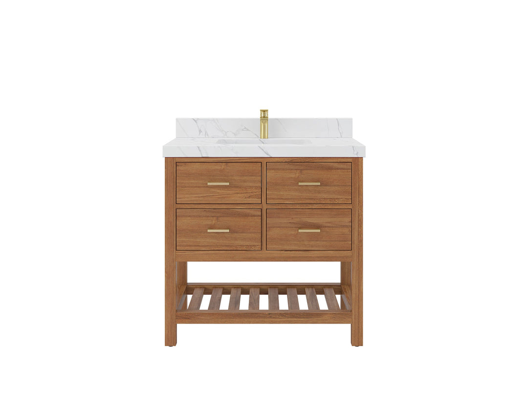 Parker Teak Wood 36 in. W x 22 in. D Center Sink Bathroom Vanity - Willow Bath and Vanity