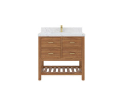 Parker Teak Wood 36 in. W x 22 in. D Center Sink Bathroom Vanity - photo 1