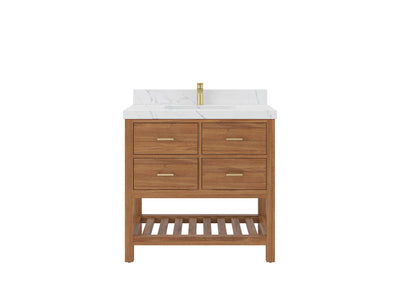 Parker Teak Wood 36 in. W x 22 in. D Center Sink Bathroom Vanity - Willow Bath and Vanity