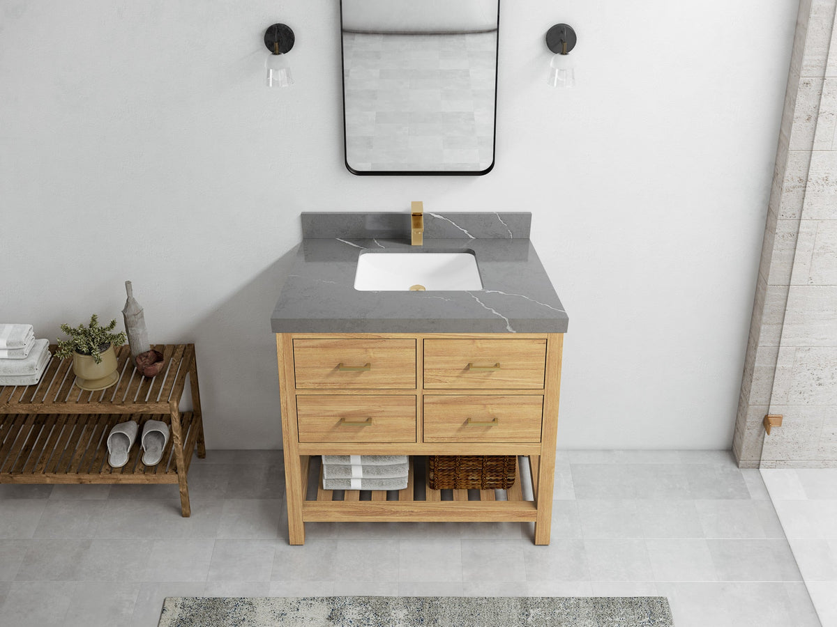 Parker Teak Wood 36 in. W x 22 in. D Center Sink Bathroom Vanity - Willow Bath and Vanity