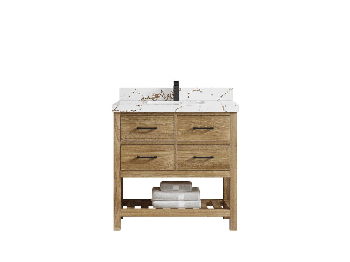 Parker Teak Wood 36 in. W x 22 in. D Center Sink Bathroom Vanity - Willow Bath and Vanity