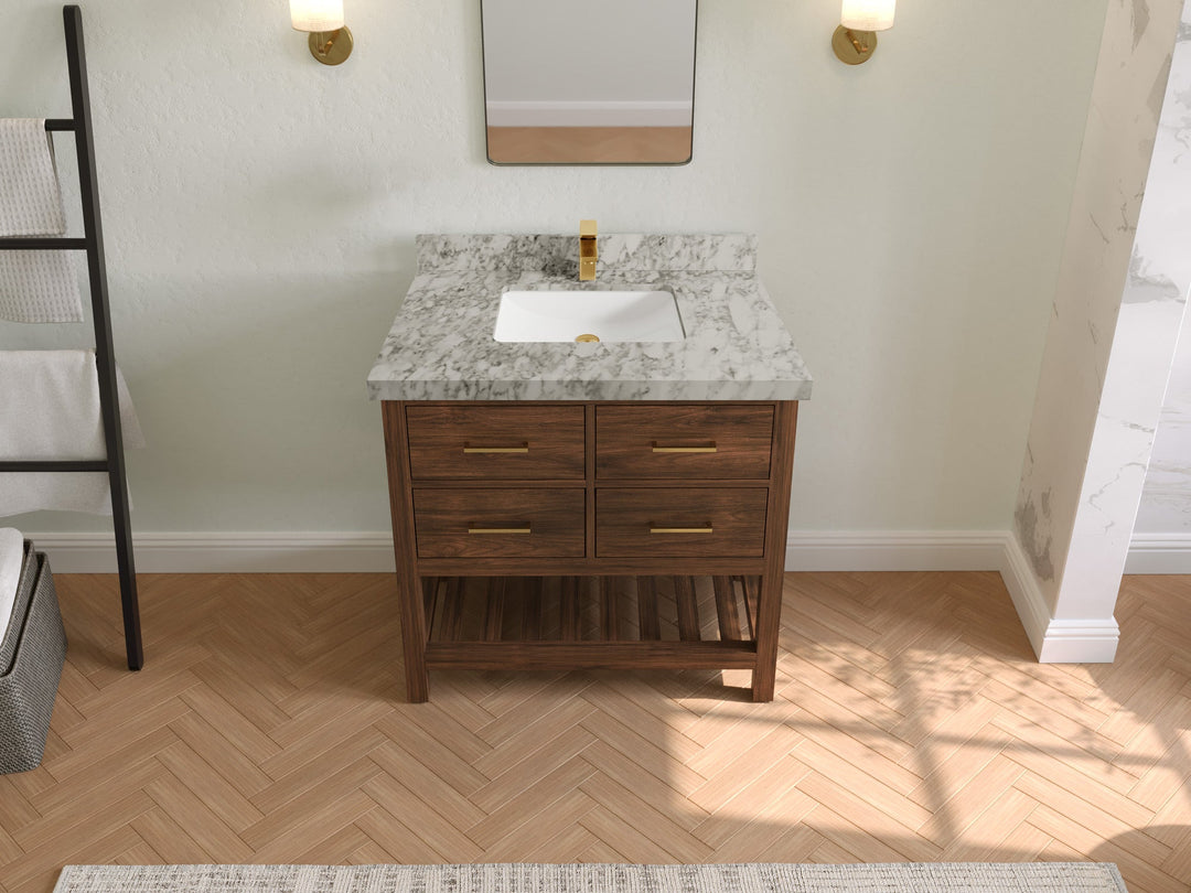 Parker Teak Wood 36 in. W x 22 in. D Center Sink Bathroom Vanity - Willow Bath and Vanity