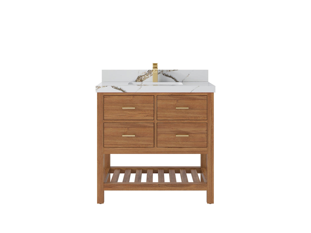 Parker Teak Wood 36 in. W x 22 in. D Center Sink Bathroom Vanity - Willow Bath and Vanity
